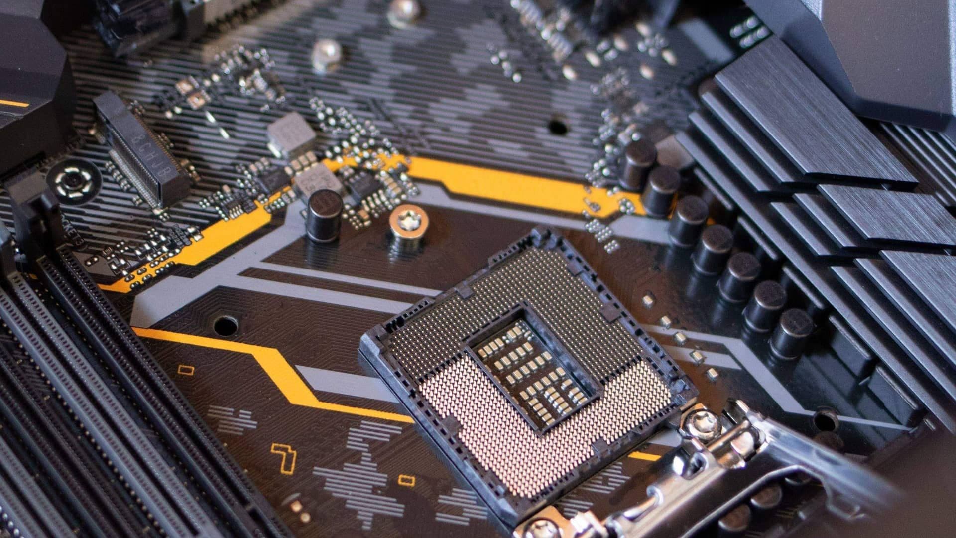 Bo mạch chủ máy tính với socket CPU