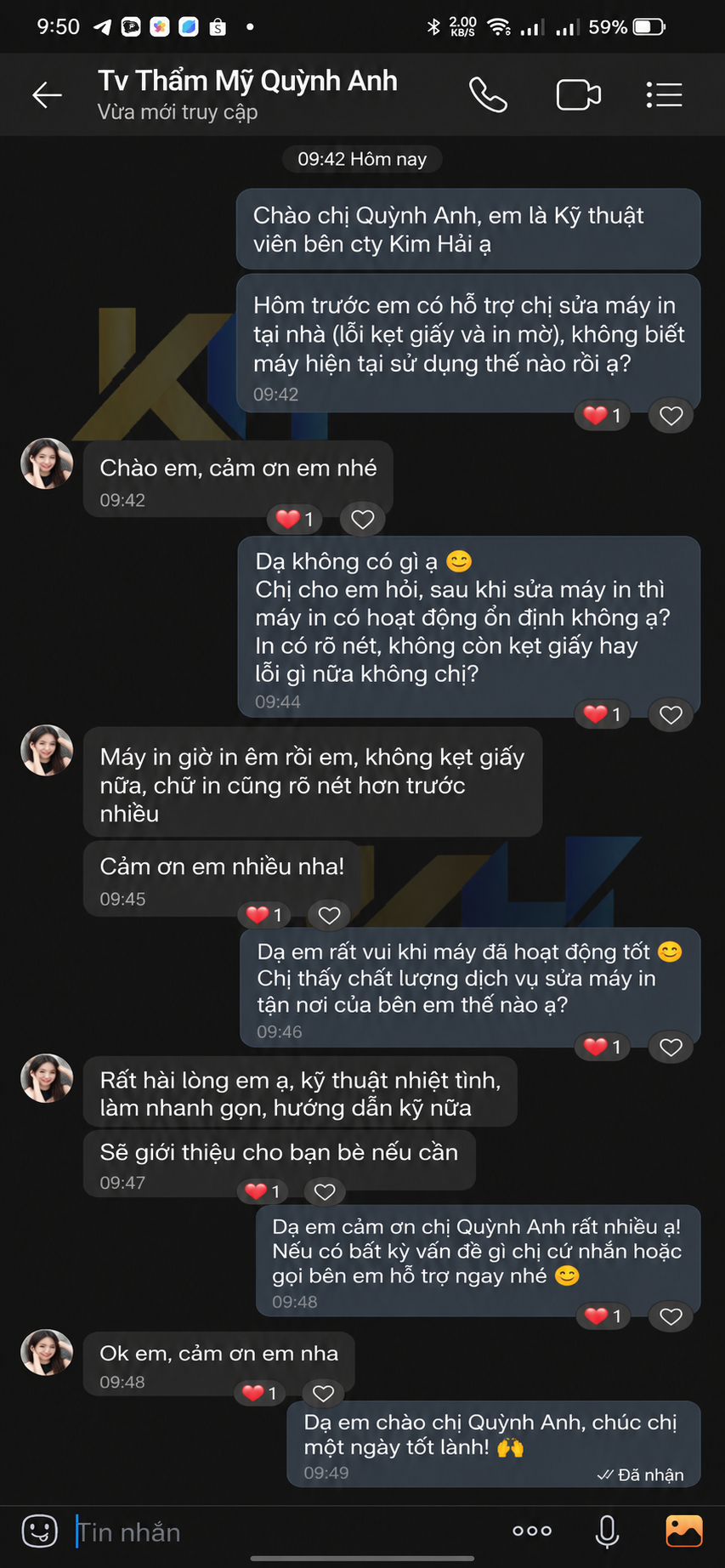 Tin nhắn khách hàng 1